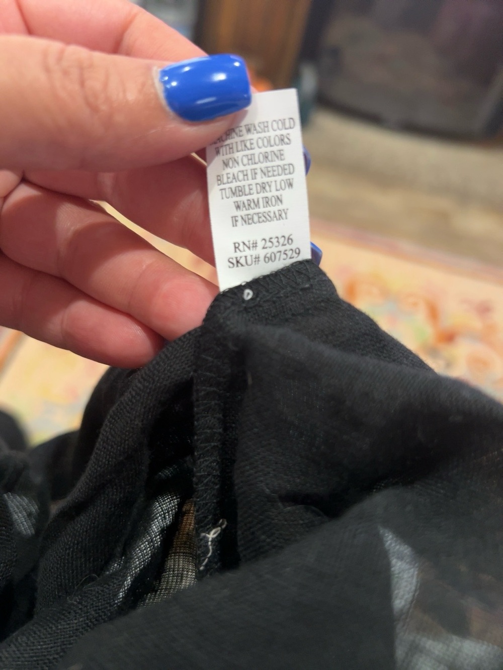 World Market Black Linen Blend Boho Peasant Blouse Tunic Top S/M - Picture 6 of 8